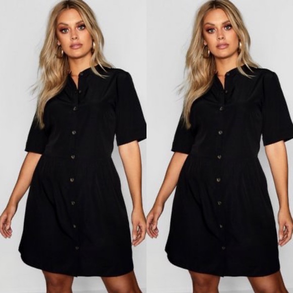 button front smock dress